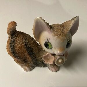 Made in Japan, this vintage adorable sugared kitten figurine is 3” tall
